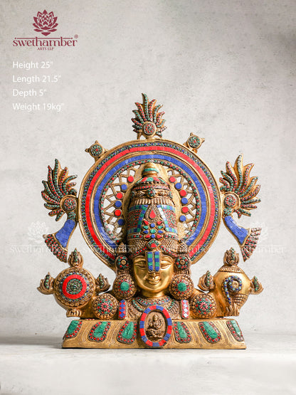 Decorative Brass Balaji with colour stone work