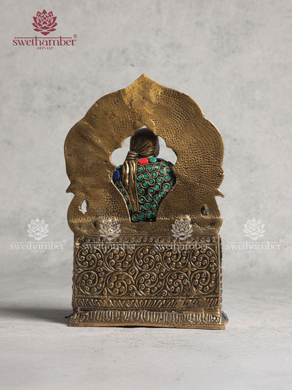 Brass Sai Baba Figurine With Stone Work