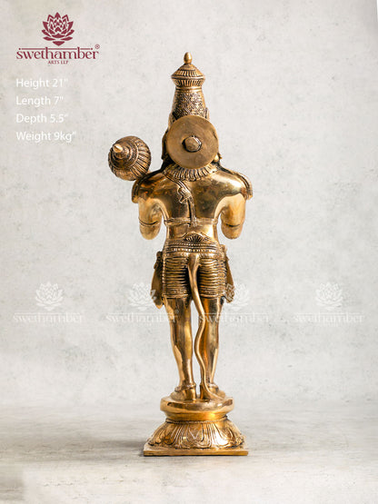 Brass Standing Lord Hanuman Statue