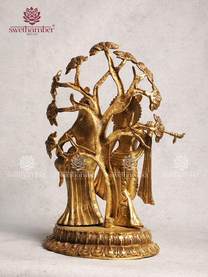 Brass Unique Style Radha Krishna With Tree