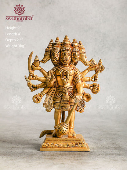 Standing Panchmukhi Hanuman Brass Idol