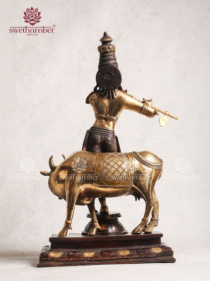 Brass Krishna Cow Home Décor