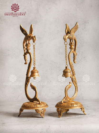 Antique Brass Garuda Statue With Colour