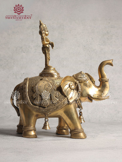Pure Brass Lord Venkateshwara Swamy on Elephant 17"