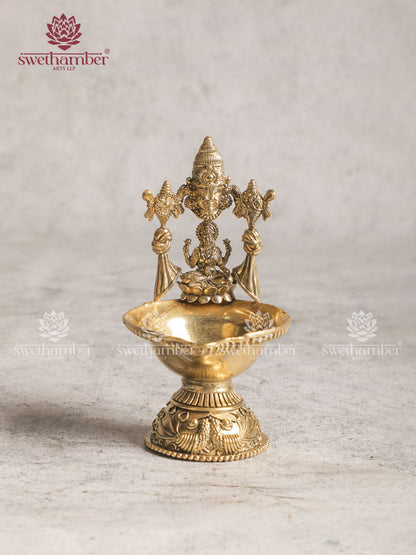 BRASS DEEPA WITH LAXMI