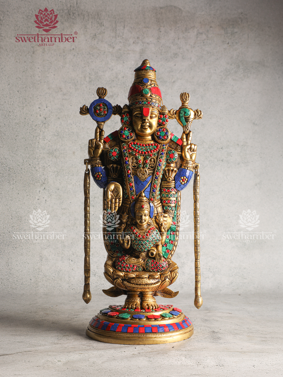 Brass Lord Tirupati Balaji Statue with Goddess Padmavathi