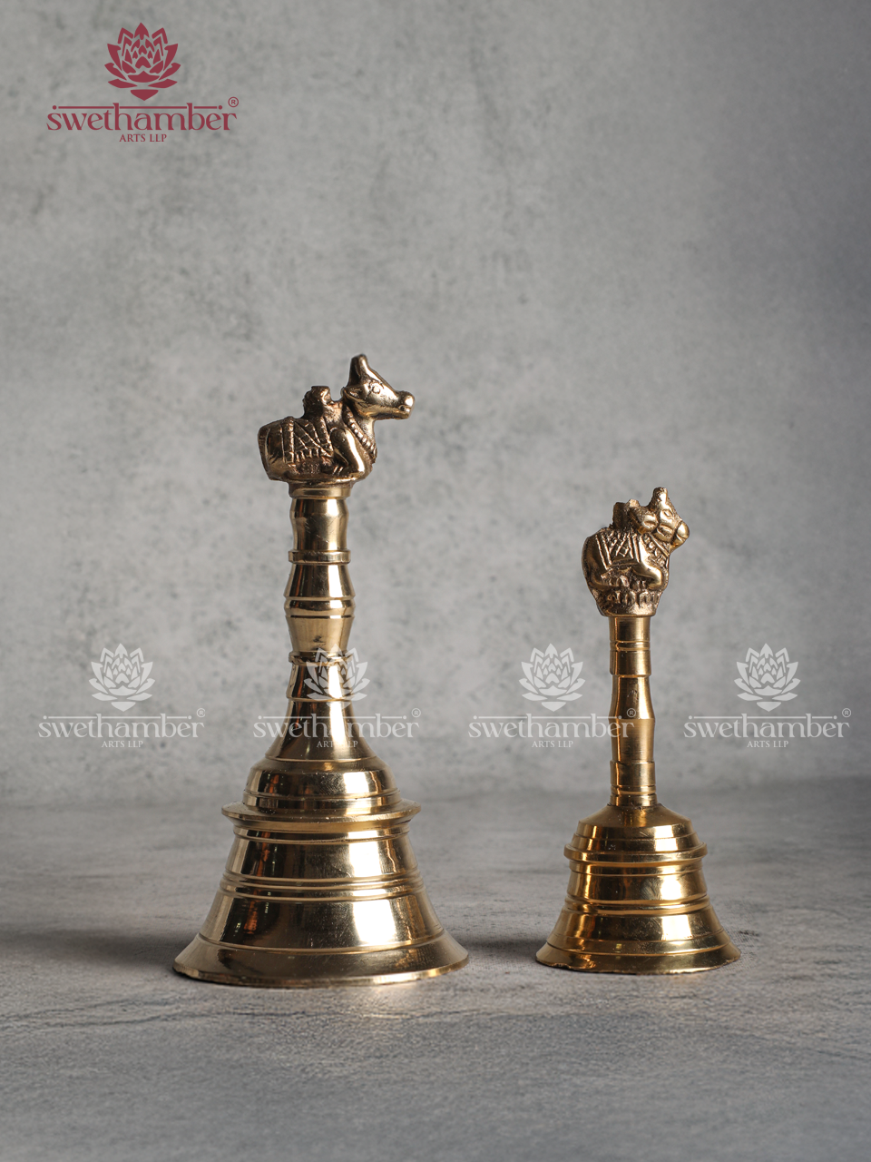 Brass Hand Bell with Nandi – Traditional Pooja Bell