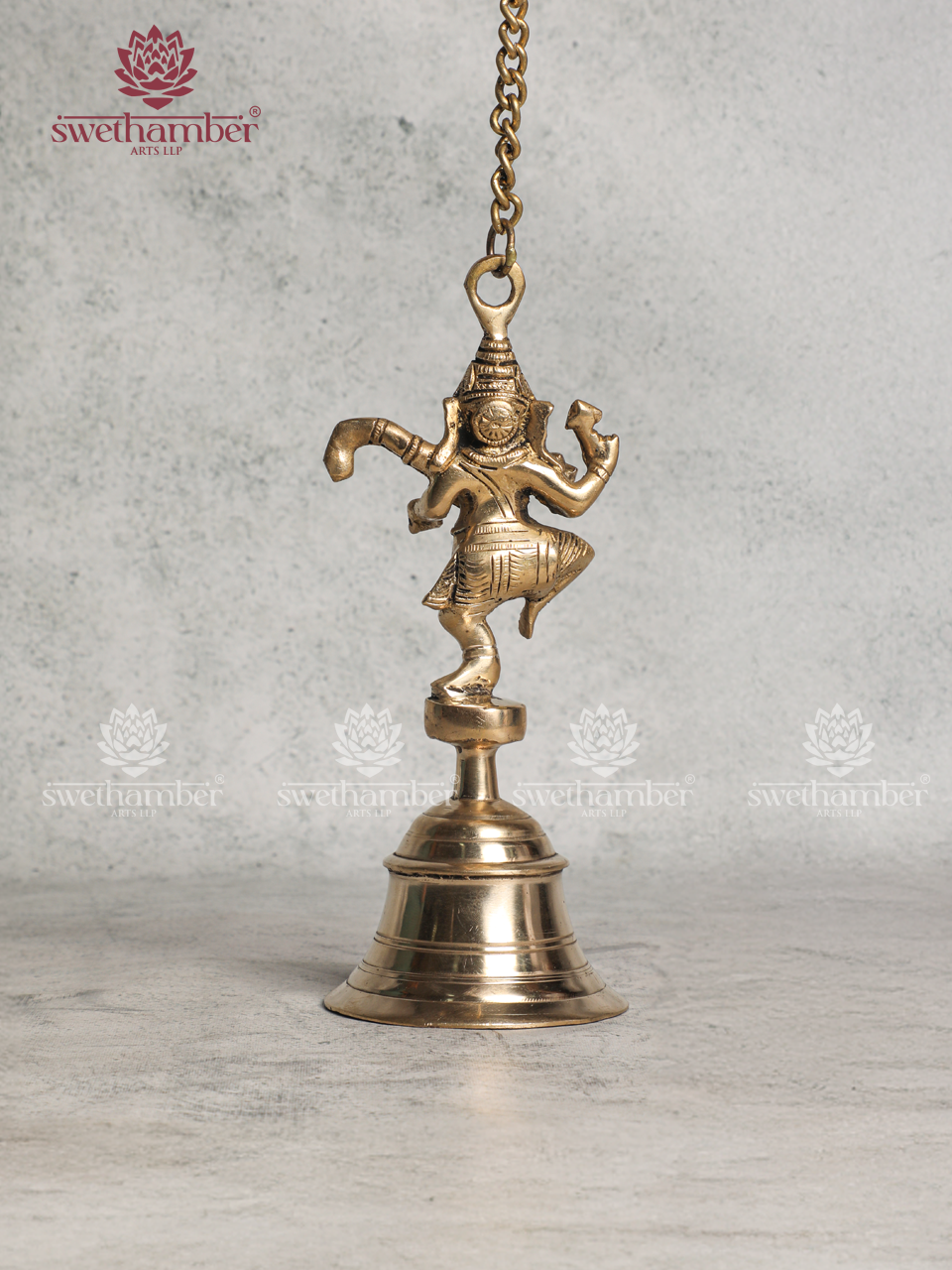 Brass Hanging Bell with Dancing Ganesha Design