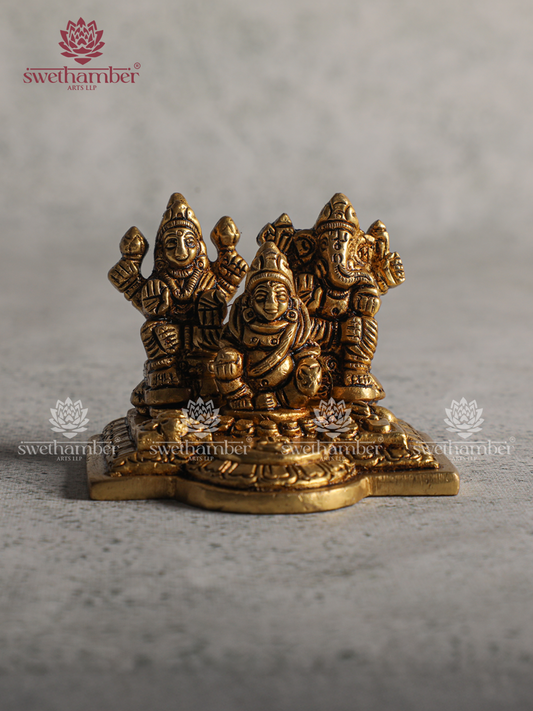 Brass Kuber Ganesh Lakshmi Idol – Wealth & Prosperity Murti
