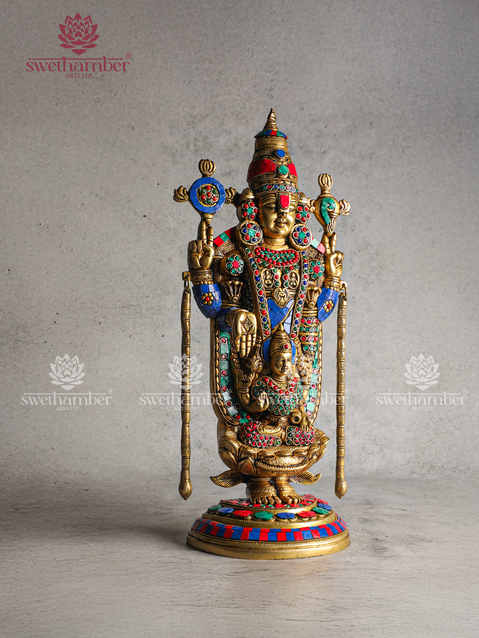 Brass Lord Tirupati Balaji Statue with Goddess Padmavathi