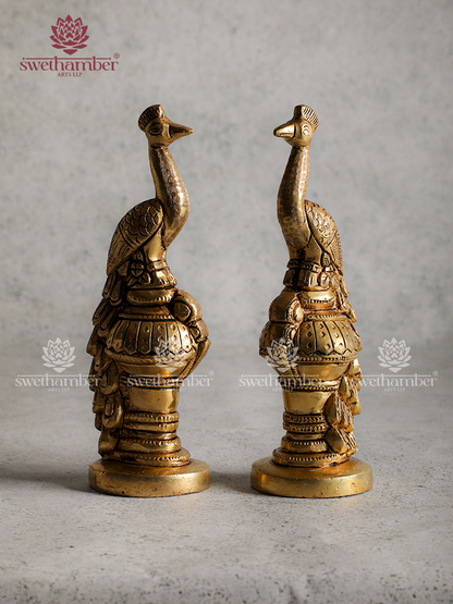 Brass Peacock Couple Decorative Set – Auspicious Home Accent