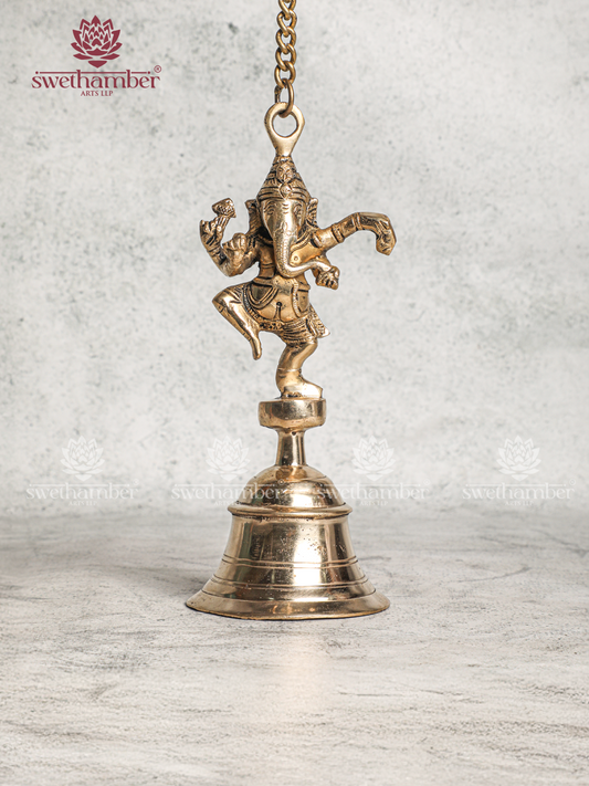 Brass Hanging Bell with Dancing Ganesha Design