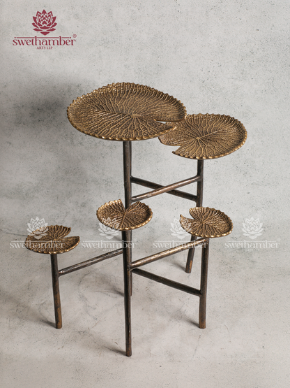 Decorative Lotus Leaf Stand – Traditional Brass Home Decor