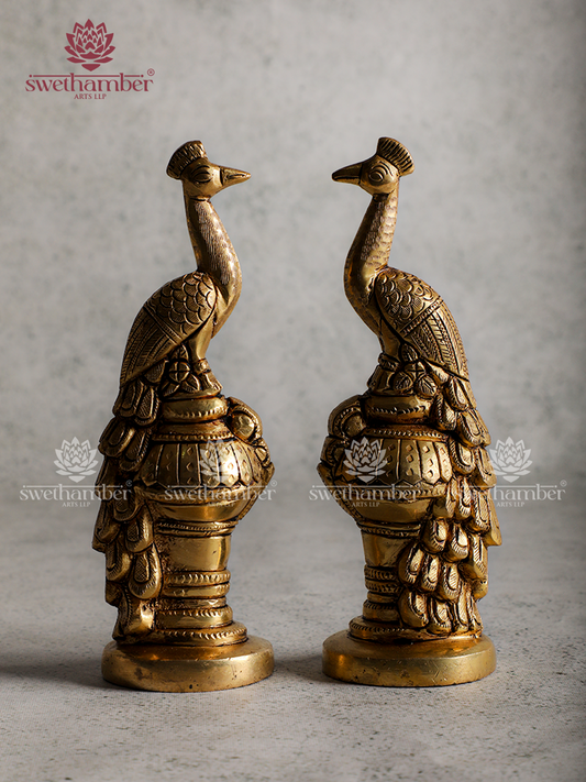 Brass Peacock Couple Decorative Set – Auspicious Home Accent