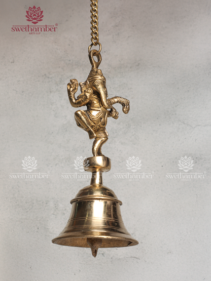 Brass Hanging Bell with Dancing Ganesha Design