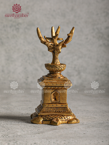 Traditional Brass Tulsi Madam Pot with Tortoise Base