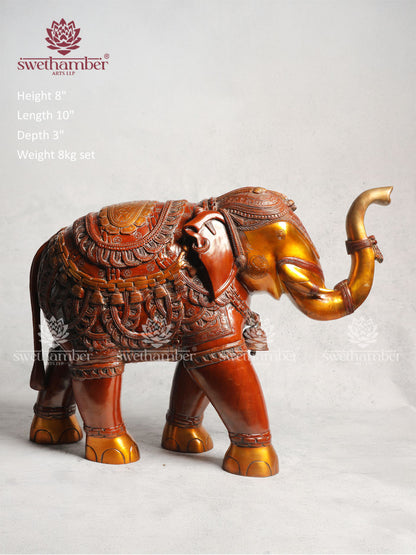Brass Elephant In Copper & Gold Finish 21"
