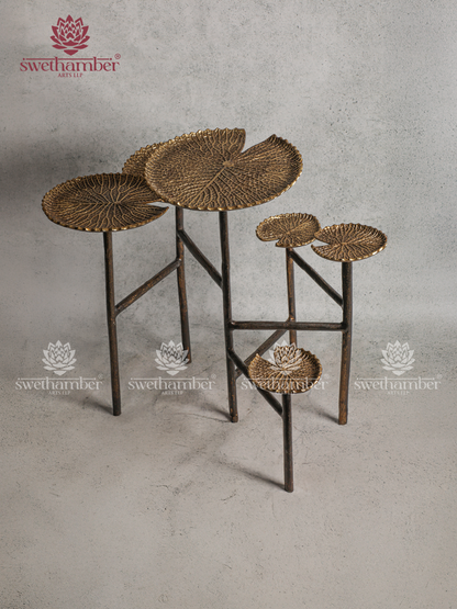 Decorative Lotus Leaf Stand – Traditional Brass Home Decor