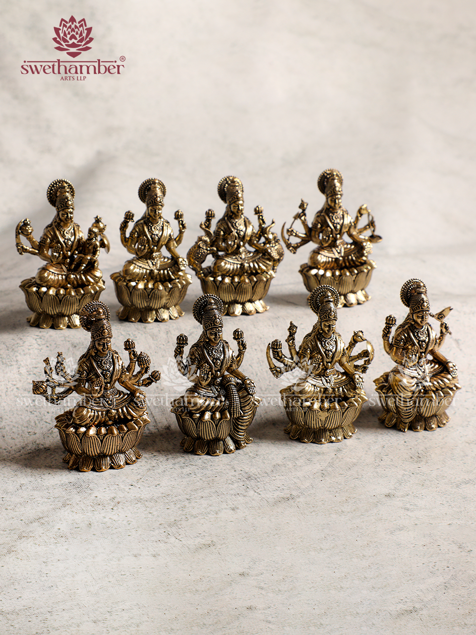 Astalakshmi Mini Brass Lightweight Idols | Divine Lakshmi Set for Home Temple
