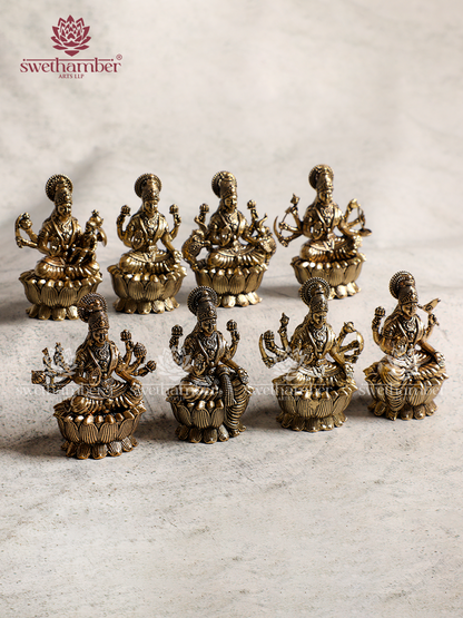 Astalakshmi Mini Brass Lightweight Idols | Divine Lakshmi Set for Home Temple