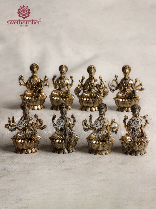 Astalakshmi Mini Brass Lightweight Idols | Divine Lakshmi Set for Home Temple