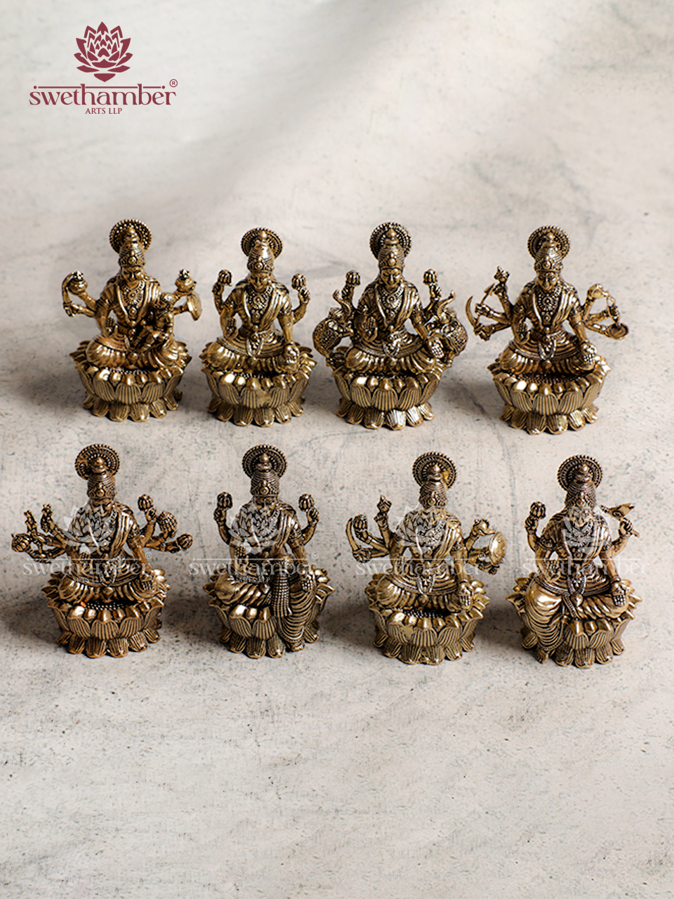 Astalakshmi Mini Brass Lightweight Idols | Divine Lakshmi Set for Home Temple
