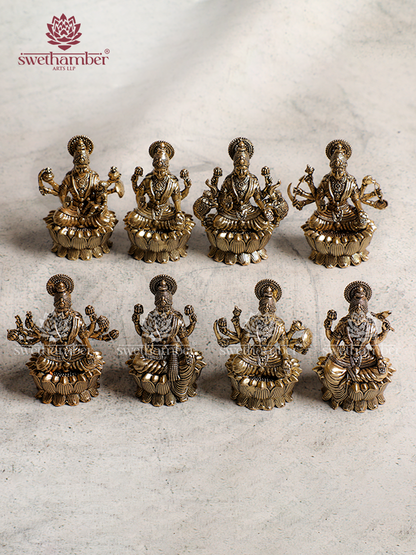 Astalakshmi Mini Brass Lightweight Idols | Divine Lakshmi Set for Home Temple