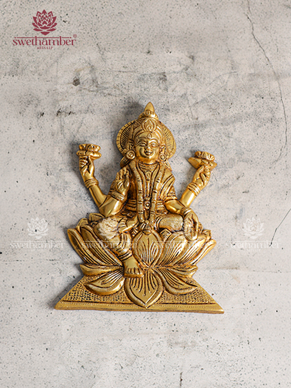 Brass Goddess Lakshmi with Elephants Wall Décor / Pooja Room Decor