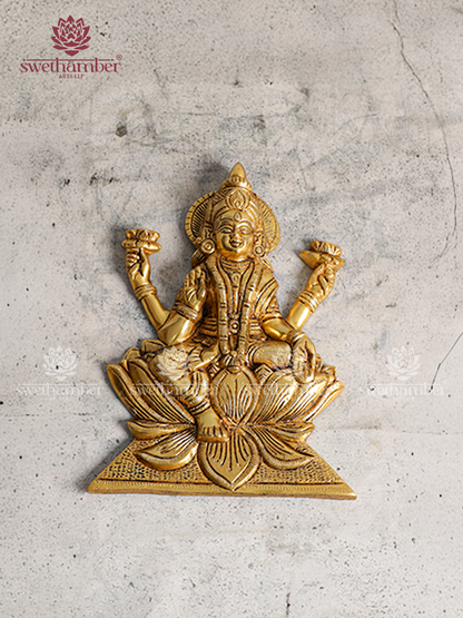 Brass Goddess Lakshmi with Elephants Wall Décor / Pooja Room Decor
