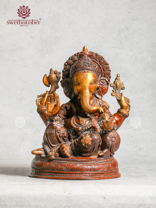 Brass Vinayaka Statue in Copper Finish