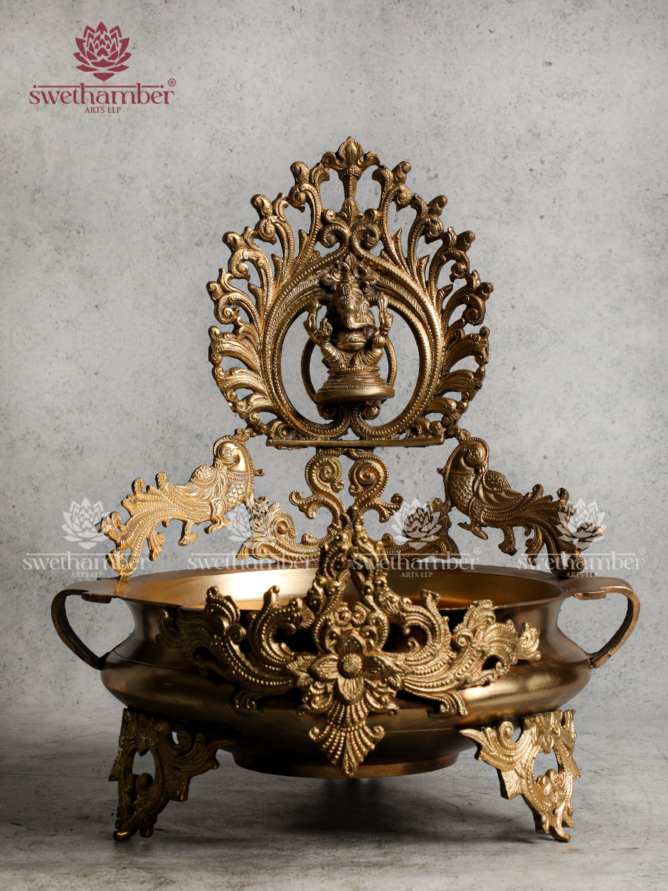 Decorative Bronze Ganesha Urli Bowl for Home & Temple Use