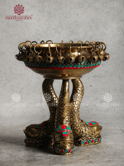 Brass Fish Leg Urli Bowl | Premium Pooja & Entrance Décor