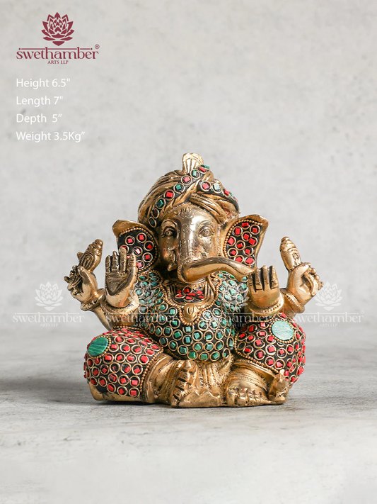 Unique Pagadi Brass Ganesha Statue