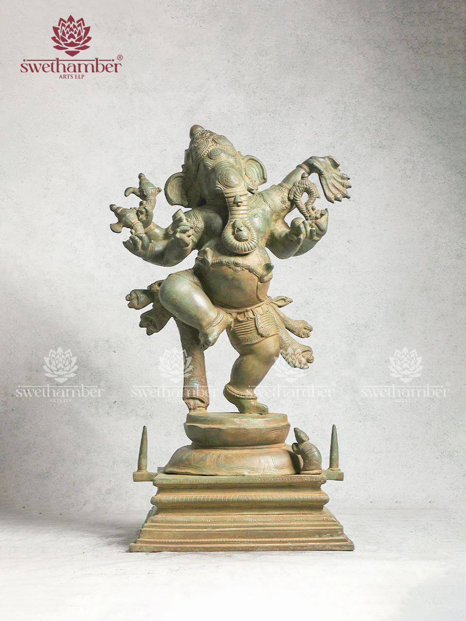 Brass Energetic Dancing Ganesha Sculpture Large Statue