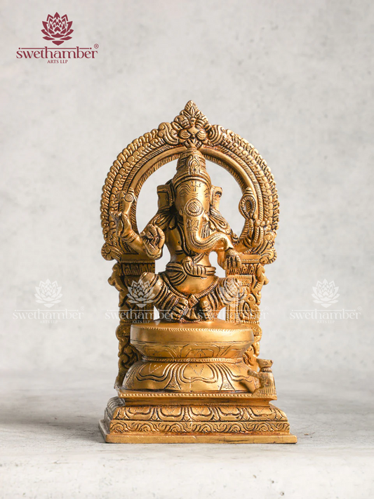 Brass Ganesh Idol With Decorative Arch