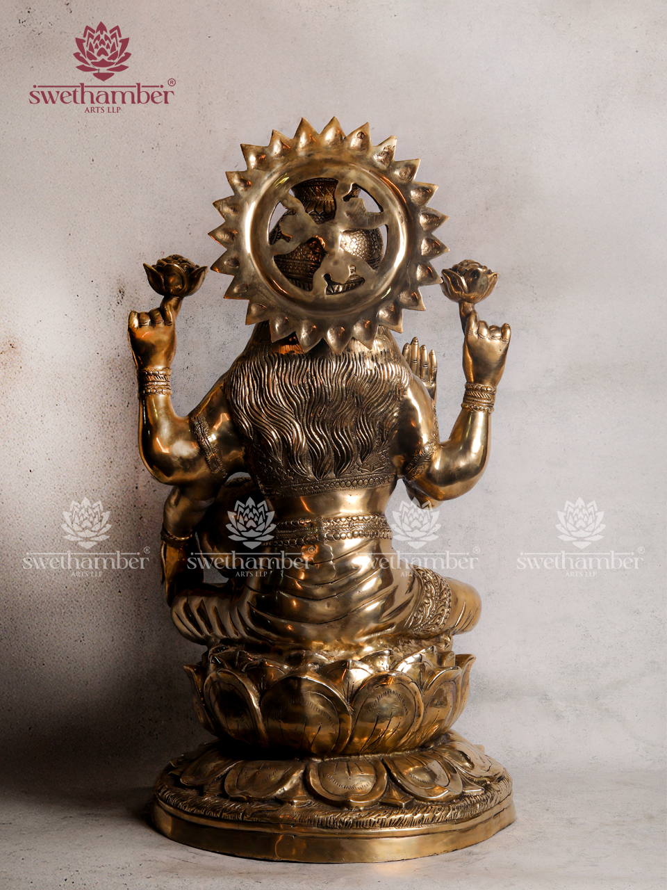 Large Brass Goddess Lakshmi Idol