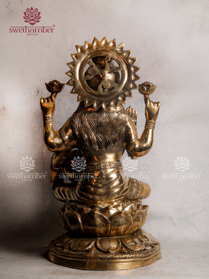 Large Brass Goddess Lakshmi Idol
