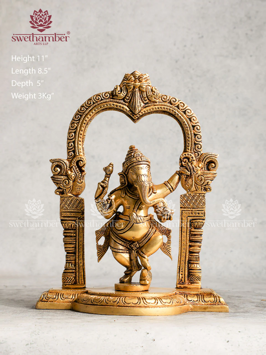 Brass Dancing Ganesh With Back Arch