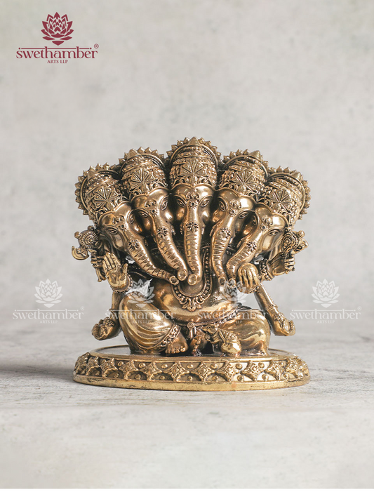 Brass Panchmukhi Ganesha Light weight statue