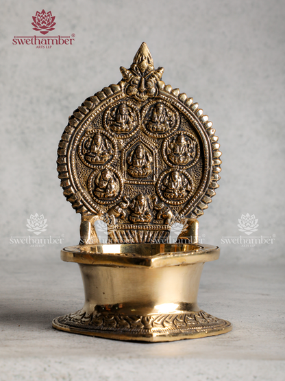 Brass Ashtalakshmi Deepa | 8 Lakshmi Oil Lamp for Wealth, Prosperity & Vastu
