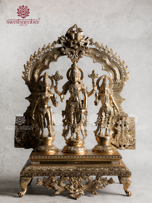 Bronze Balaji Idol with Sridevi & Bhudevi | Lord Venkateswara Murti