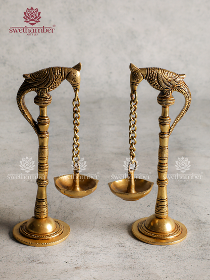 Brass Parrot Deepa Pair