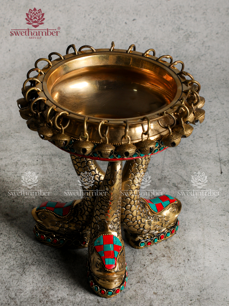 Brass Fish Leg Urli Bowl | Premium Pooja & Entrance Décor