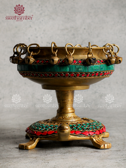 Brass Decorative Urli with Tortoise Stand | Prosperity & Vastu Décor