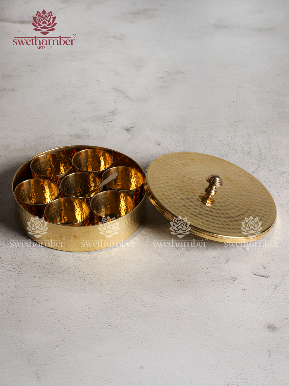 Premium Brass Masala Dabba with Lid for Home & Gifting