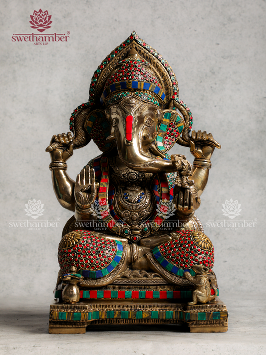 Lord Ganesha Seated in Padmasana – Traditional Brass Idol