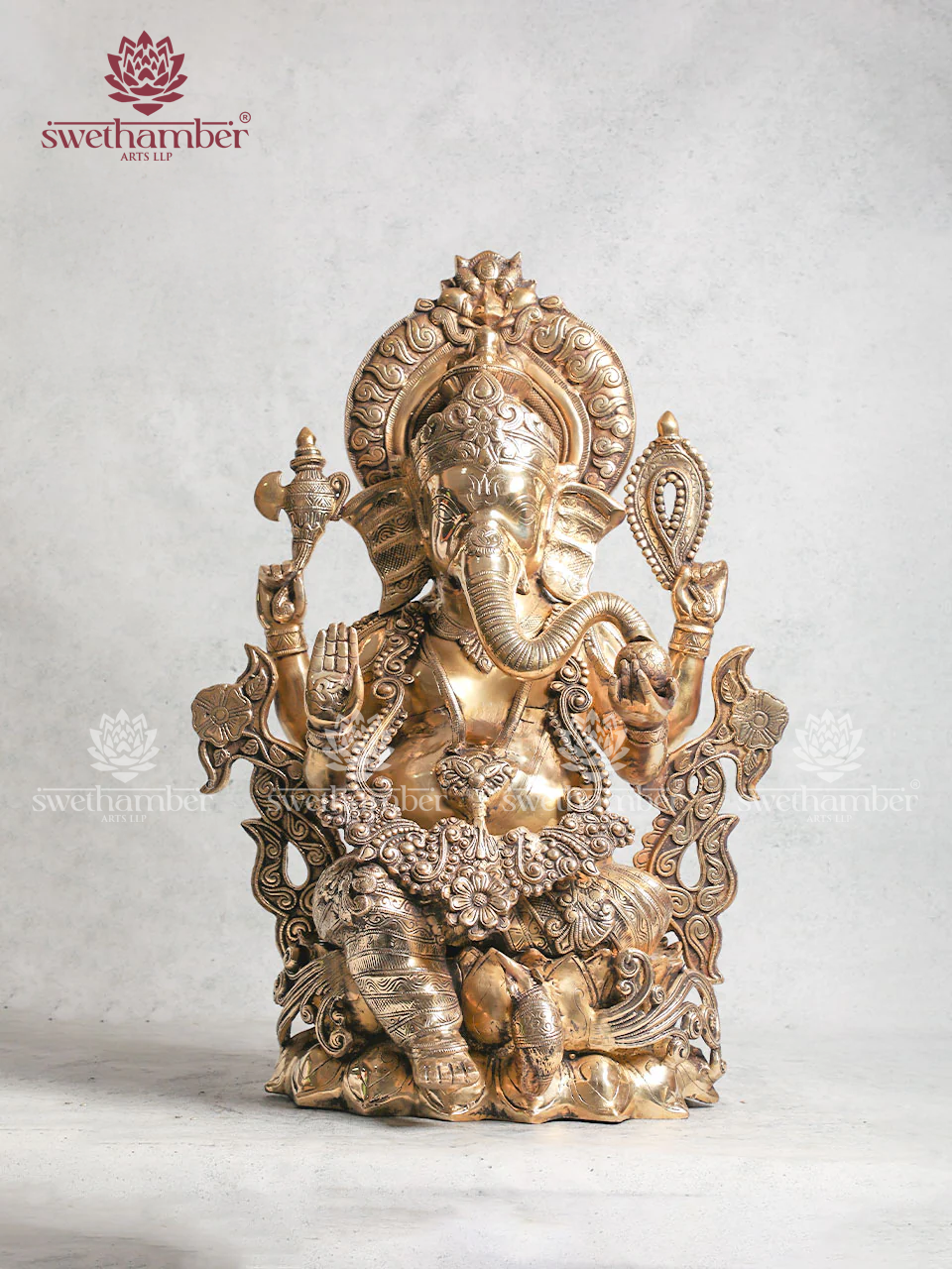 Decorative Brass Lotus Ganesha