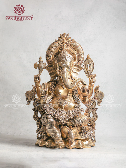 Decorative Brass Lotus Ganesha