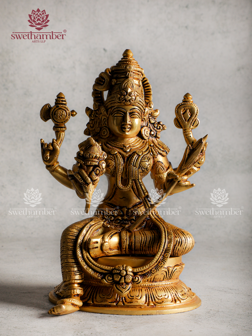 Brass Lalitha Devi Idol | Handcrafted Goddess Tripura Sundari Statue