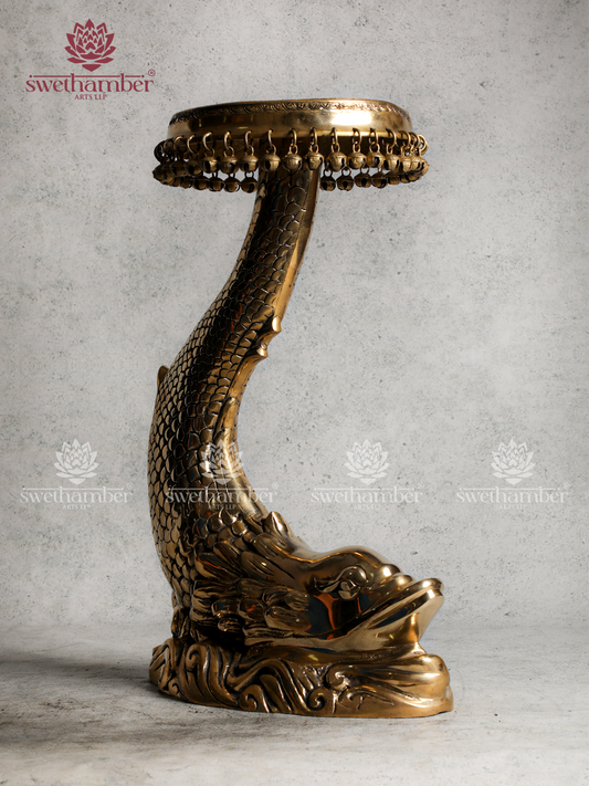 Handcrafted Brass Fish Stand | Traditional Decorative Stand for Home, Pooja & Garden